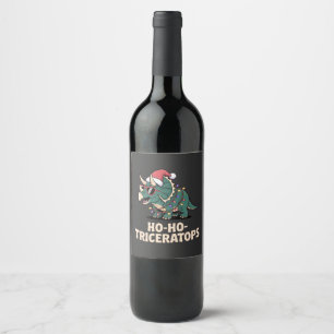 Funny Tree Rex Dinosaur Holiday Humour Wine Label