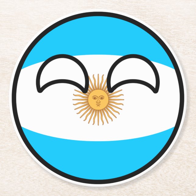 Funny Trending Geeky Argentina Countryball Round Paper Coaster (Front)