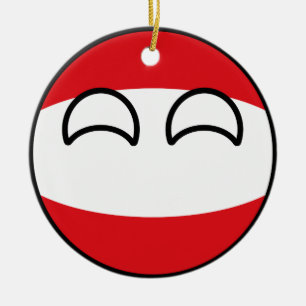 Funny Trending Geeky Austria Countryball Ceramic Tree Decoration