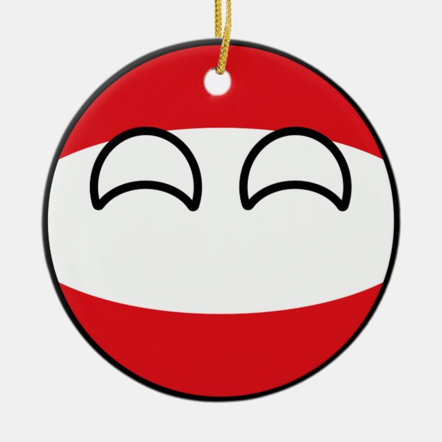 Funny Trending Geeky Austria Countryball Ceramic Tree Decoration (Front)