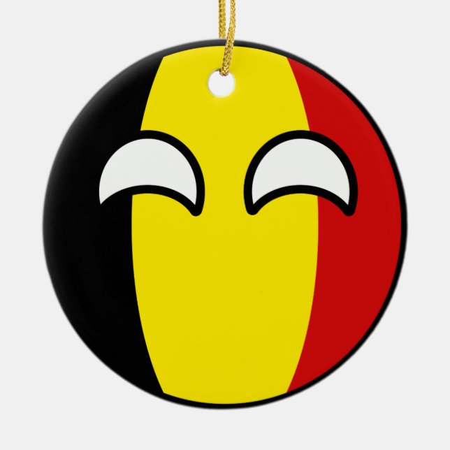 Funny Trending Geeky Belgium Countryball Ceramic Tree Decoration (Front)
