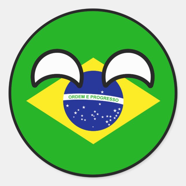 Funny Trending Geeky Brazil Countryball Classic Round Sticker (Front)