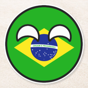Funny Trending Geeky Brazil Countryball Round Paper Coaster