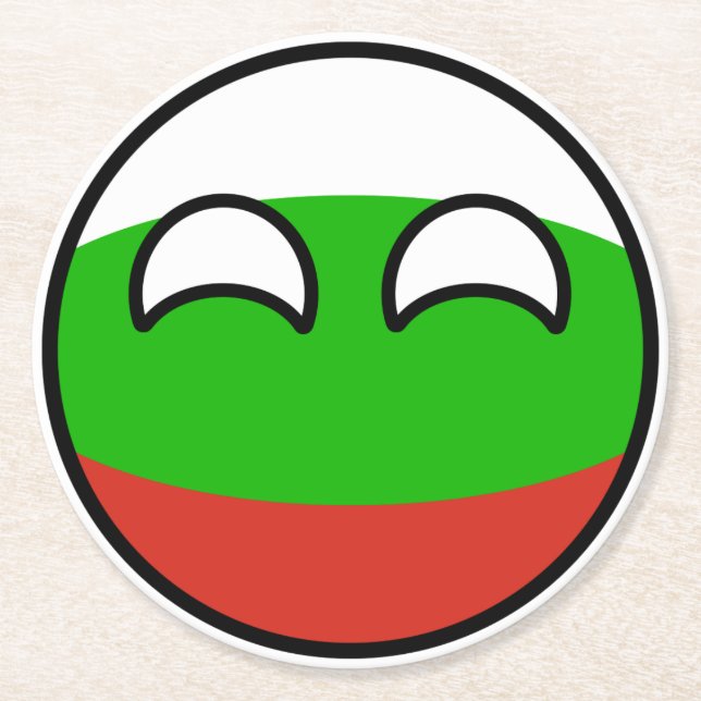 Funny Trending Geeky Bulgaria Countryball Round Paper Coaster (Front)