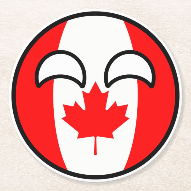 Funny Trending Geeky Canada Countryball Round Paper Coaster (Front)