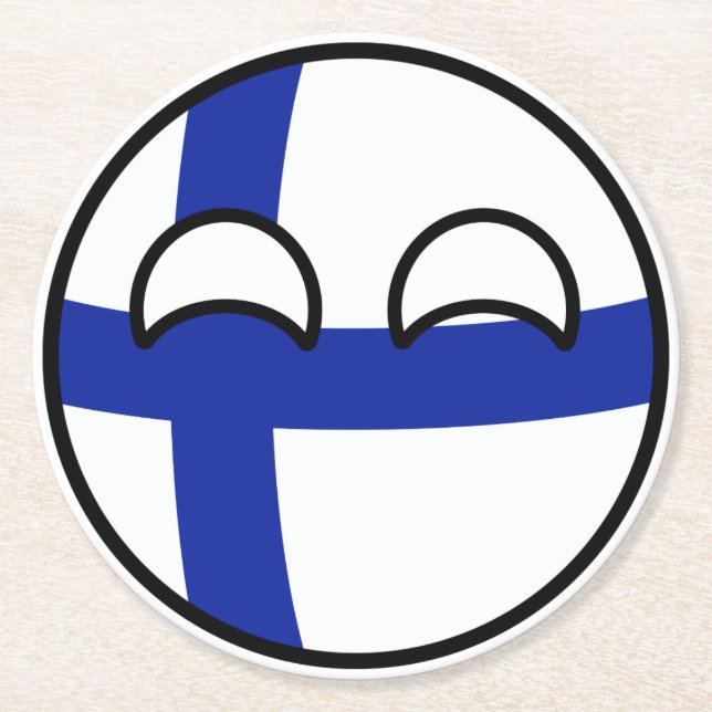 Funny Trending Geeky Finland Countryball Round Paper Coaster (Front)