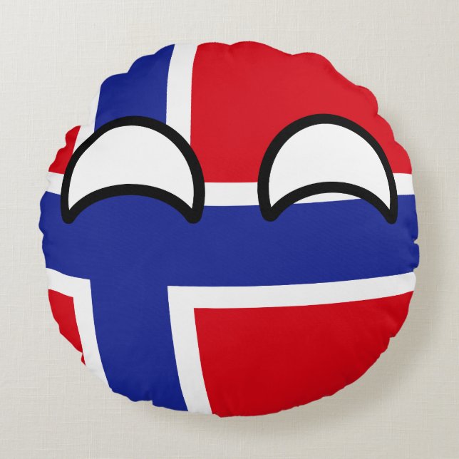 Funny Trending Geeky Norway Countryball Round Cushion (Front)