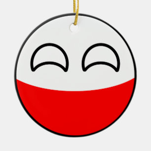 Funny Trending Geeky Poland Countryball Ceramic Tree Decoration