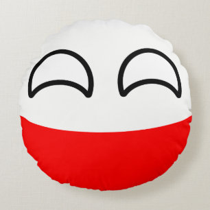Funny Trending Geeky Poland Countryball Round Cushion