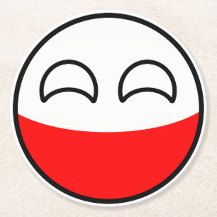 Funny Trending Geeky Poland Countryball Round Paper Coaster