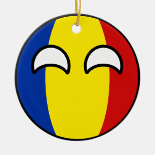 Funny Trending Geeky Romania Countryball Ceramic Tree Decoration