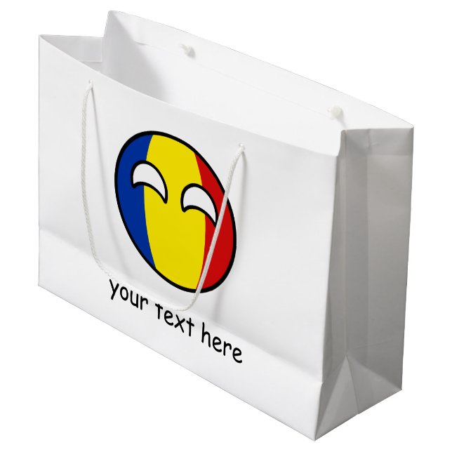 Funny Trending Geeky Romania Countryball Large Gift Bag (Front Angled)