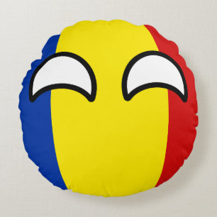 Funny Trending Geeky Romania Countryball Round Cushion