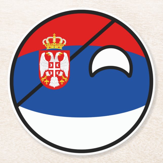 Funny Trending Geeky Serbia Countryball Round Paper Coaster (Front)