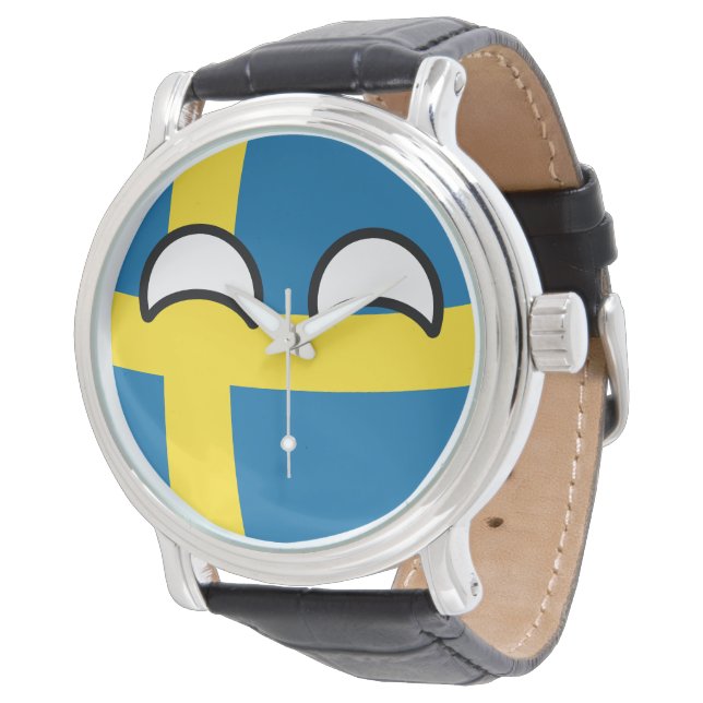 Funny Trending Geeky Sweden Countryball Watch (Angled)