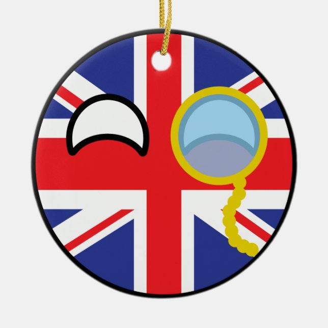 Funny Trending Geeky United Kingdom Countryball Ceramic Tree Decoration (Front)