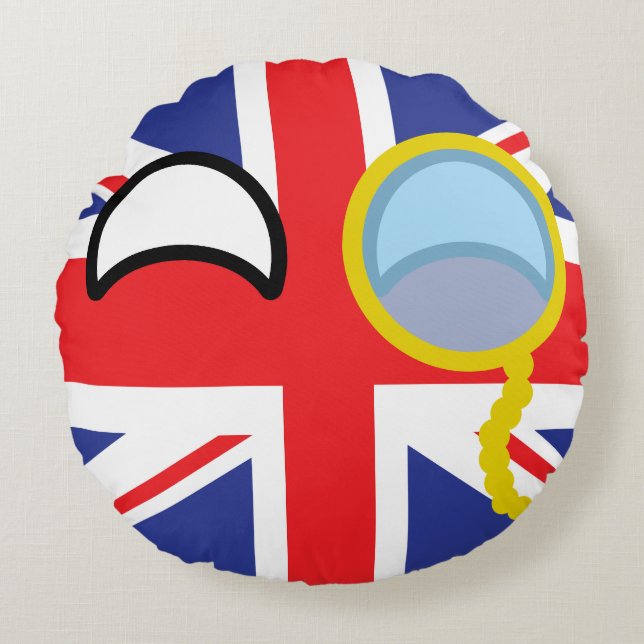 Funny Trending Geeky United Kingdom Countryball Round Cushion (Front)