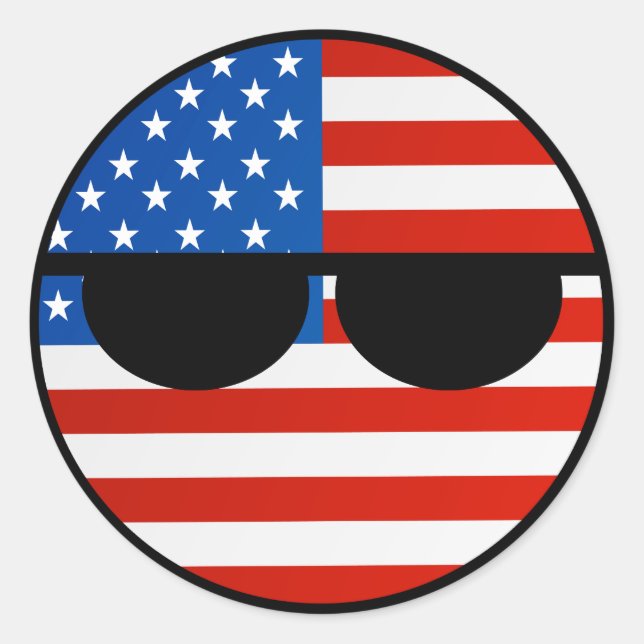 Funny Trending Geeky USA Countryball Classic Round Sticker (Front)