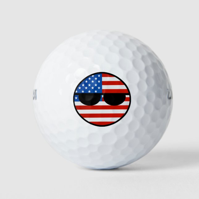 Funny Trending Geeky USA Countryball Golf Balls (Front)