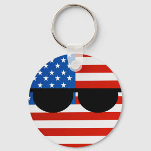 Funny Trending Geeky USA Countryball Key Ring