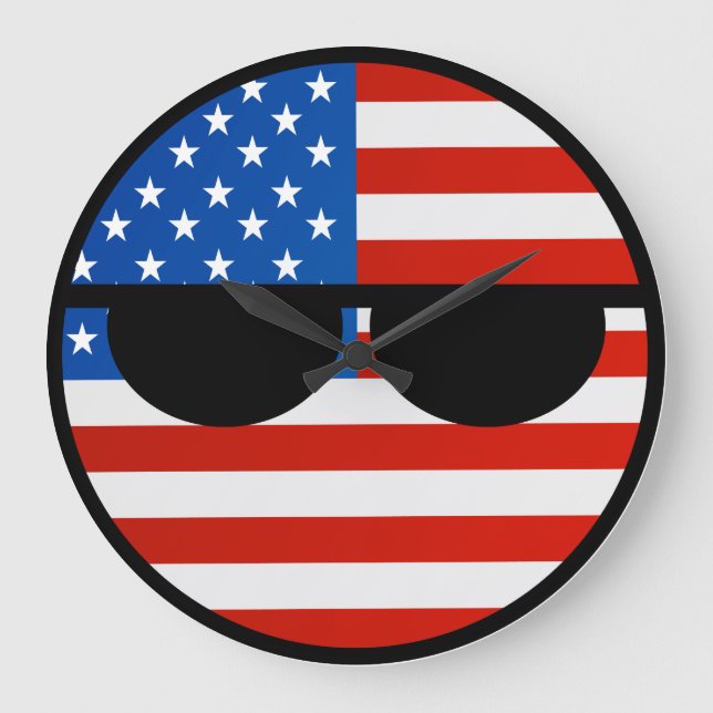 Funny Trending Geeky USA Countryball Large Clock (Front)