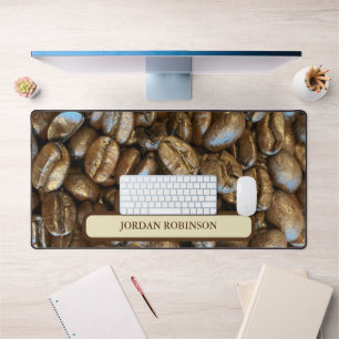 Funny Trendy Coffee Beans I Love Coffee Desk Mat