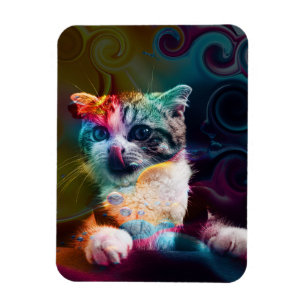 FUNNY TRENDY COLORFUL CAT ART MAGNET