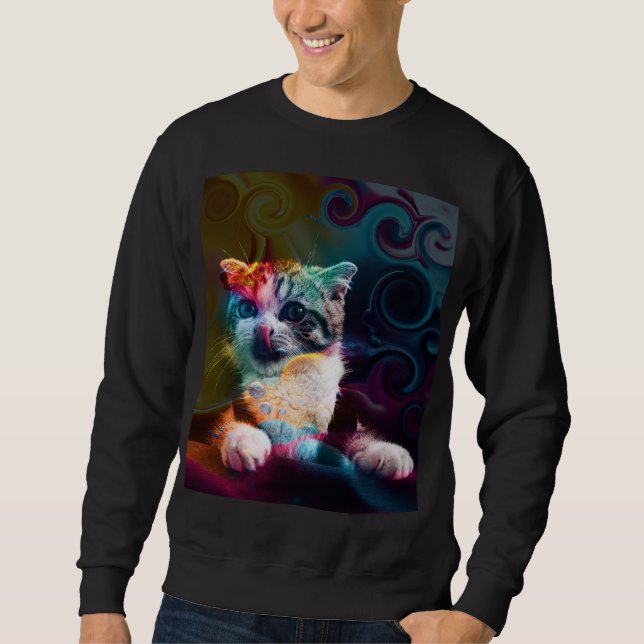 FUNNY TRENDY COLORFUL CAT ART SWEATSHIRT (Front)
