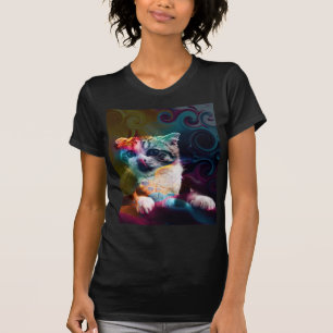 FUNNY TRENDY COLORFUL CAT ART T-Shirt