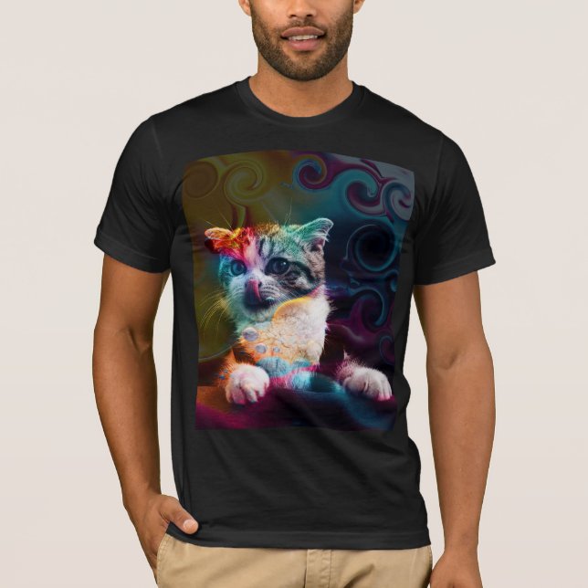 FUNNY TRENDY COLORFUL CAT ART T-Shirt (Front)