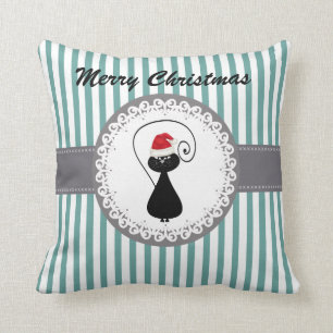 Funny Trendy cute Santa cat Christmas holiday Cushion