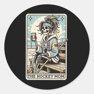 Funny Trendy Gift Tee Hockey Mom Tarot Card Classic Round Sticker