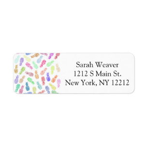 Funny Trendy Hipster Watercolor Pineapples Return Address Label