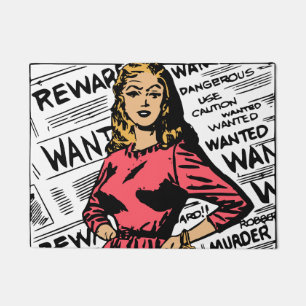 Funny trendy humour Dangerous woman Newspaper Doormat
