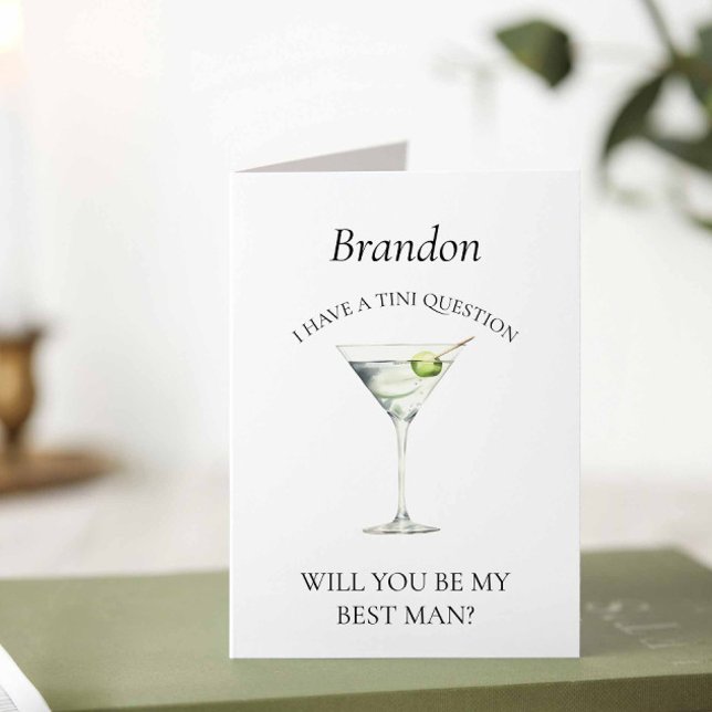 Funny Trendy Martini Will You Be My Best Man Card (Classic Martini Best Man)