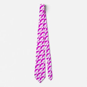 Funny trendy pink neon moustache pattern tie