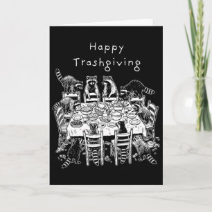 Funny Trendy Racoon Lover Happy Trashgiving Card