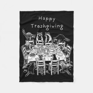 Funny Trendy Racoon Lover Happy Trashgiving Fleece Blanket