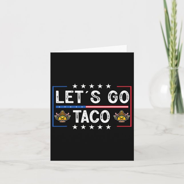 Funny Trendy Retro Let's Go Taco  Card (Front)