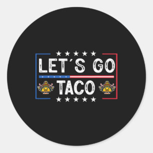 Funny Trendy Retro Let's Go Taco Classic Round Sticker