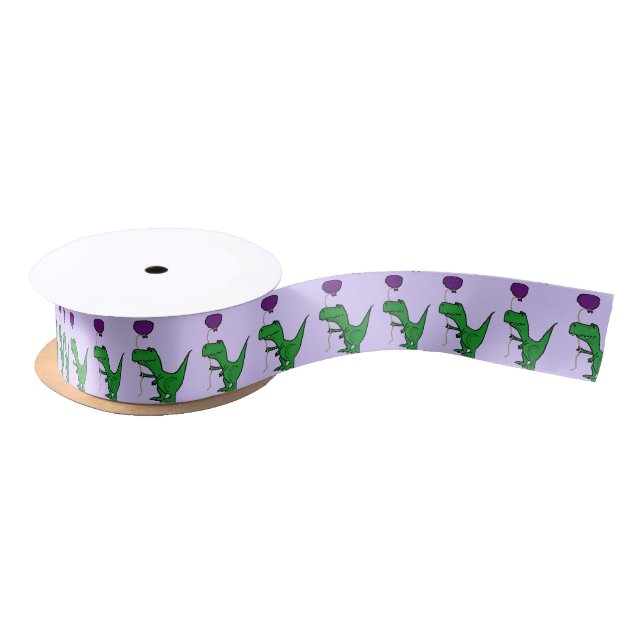 Funny Trex Dinosaur Birthday Ribbon Satin Ribbon (Spool)
