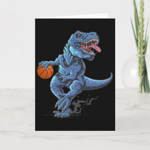 Funny Trex Dinosaur Playing Sketll Player Lover  Card