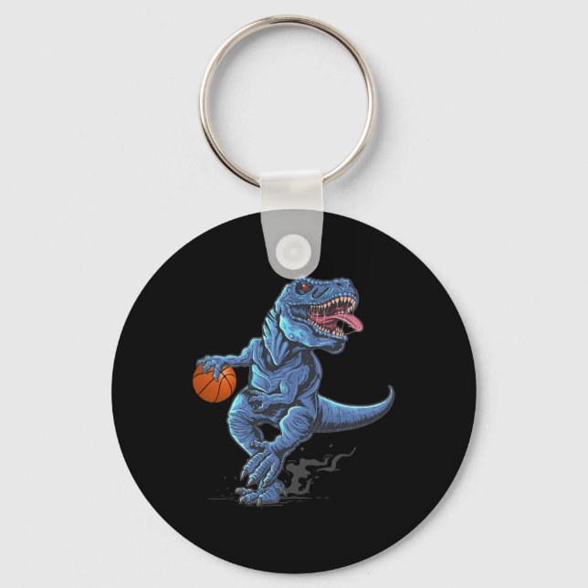 Funny Trex Dinosaur Playing Sketll Player Lover  Key Ring (Front)