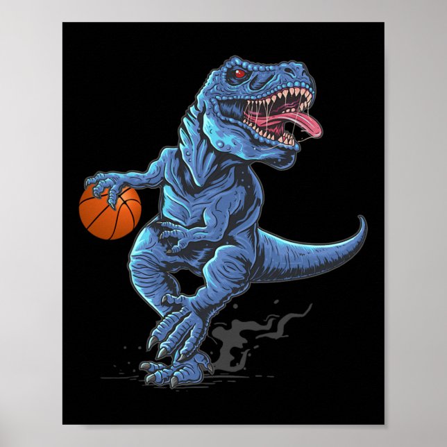 Funny Trex Dinosaur Playing Sketll Player Lover  Poster (Front)