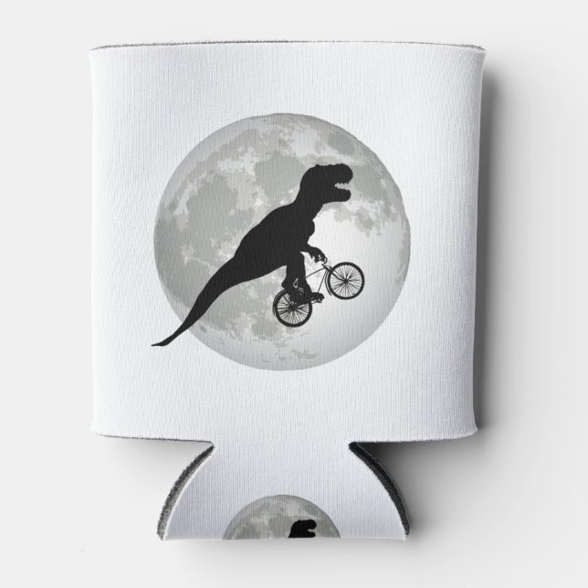 Funny Trex Flying Moon Design Can Cooler (Front)