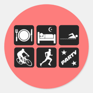 Funny triathlon classic round sticker