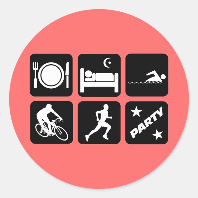 Funny triathlon classic round sticker (Front)