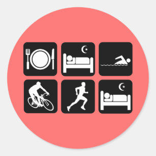 Funny triathlon classic round sticker