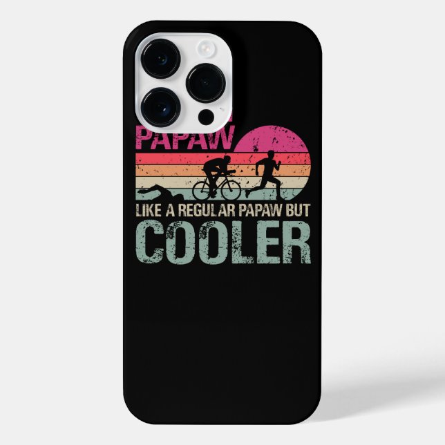 Funny Triathlon Papaw Swim Bike Run Triathletes T- iPhone Case (Back)