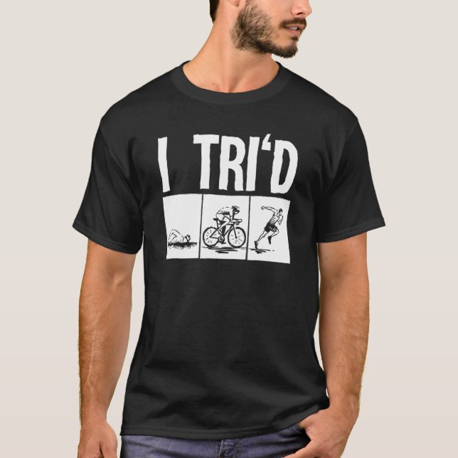 Funny Triathlon  Triathletes Men Women Swim Bike R T-Shirt (Front)